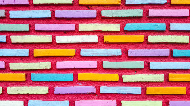 istock Close up of the multicolored brick walls 1403295302