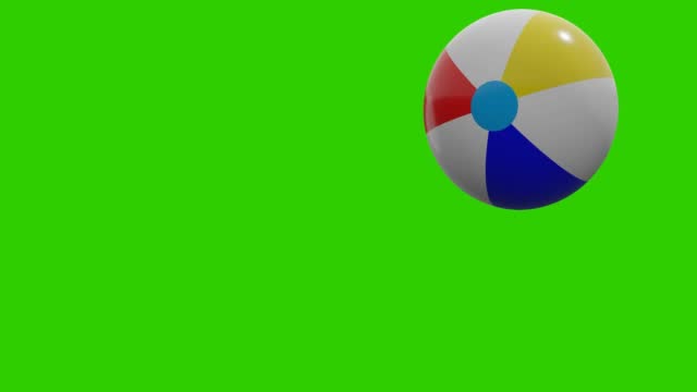 VJ loop. One beach ball is bouncing on a green background. 3D rendering