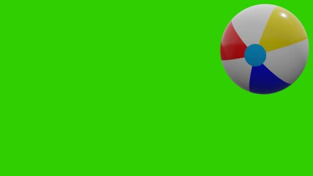 One beach ball is bouncing on a green background. VJ loop. 3D animation