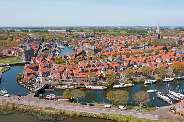 Aerial from the historical city Enkhuizen in the Netherlands Aerial from the historical city Enkhuizen in the Netherlands enkhuizen stock pictures, royalty-free photos & images
