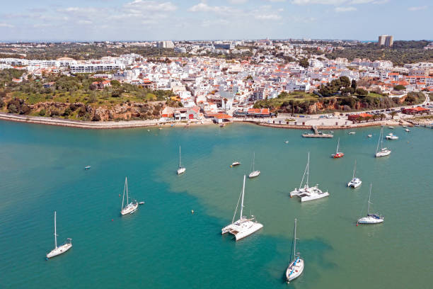 Aerial from the village Alvor in the Algarve Portugal Aerial from the village Alvor in the Algarve Portugal alvor stock pictures, royalty-free photos & images