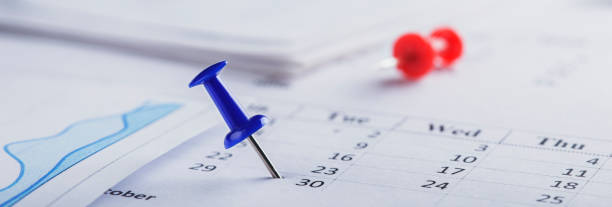 istock Important date and calendar appointment. pin on calendar. 1403297682