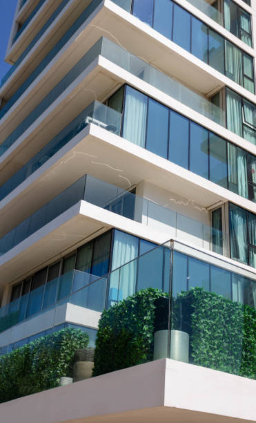 istock Architecture ot a residential modern  building with balcony in Abu Dhabi 1403299125
