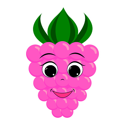 Cute Raspberry Print Cute Cartoon Character Raspberry Smiling Happy Raspberry Childrens ...