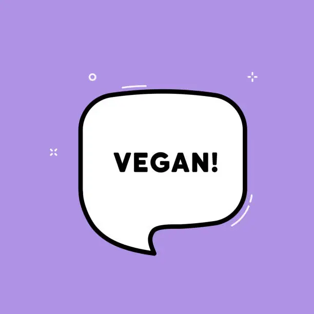 Vector illustration of Speech bubble with Vegan text. Boom retro comic style. Pop art style. Vector line icon for Business and Advertising