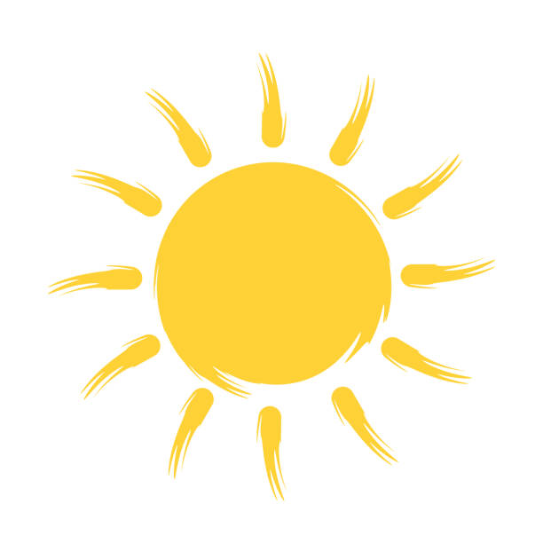 ilustrações, clipart, desenhos animados e ícones de ícone vetorial em forma de sol. ilustração de ações de férias de verão - holiday villa illustrations