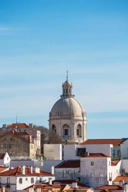 Photo of White dome of the National Pantheon in Lisbon, Portugal.