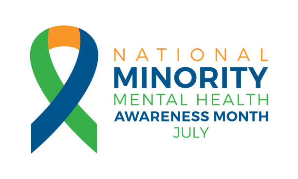 ilustrações de stock, clip art, desenhos animados e ícones de national minority mental health awareness month of july. minority mental health awareness month. vector template for banner, greeting card, poster with background. vector illustration. - minority