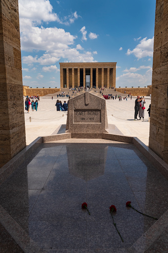 Ankara, Turkey 25/07/2022. This photo was taken in Anıtkabir, the tomb of Gazi Mustafa Kemal Atatürk. People who came to visit Anıtkabir are also seen in the photo. The sky is clear and the weather is sunny. In the continuation of the album, there are photographs of Anıtkabir and İsmet İnönü from different angles.