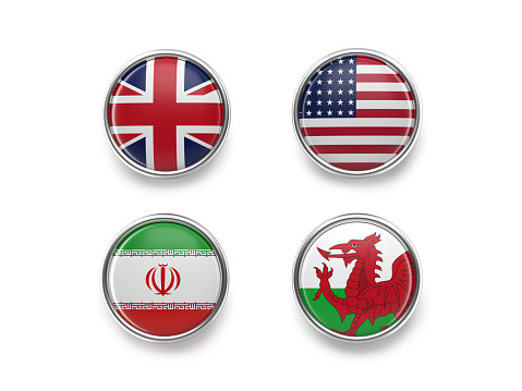 Qatar 2022 FIFA world cup championship group B badges. On white color background. Horizontal composition Isolated with clipping path.
