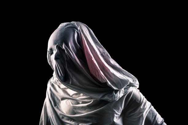 istock Portrait of a scary ghost isolated on black background with clipping path 1403310752