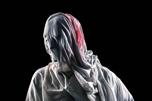 istock Portrait of a scary ghost isolated on black background with clipping path 1403310939
