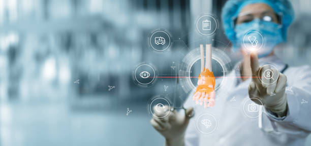 istock Doctor conducts computer diagnostics of the ankle joint . 1403311281