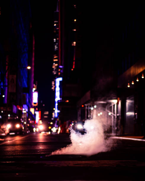 istock Vapor from the street subway. 1403313614
