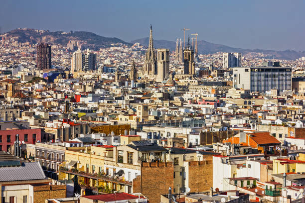 istock Barcelona city aeral panoramic view, Spain 1403315030