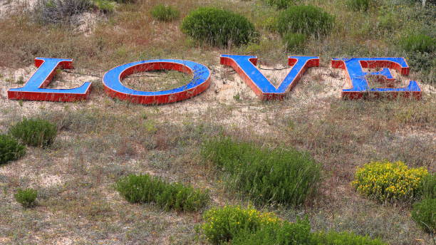 istock Word LOVE in plastic capital letters on the ground. 1403315046