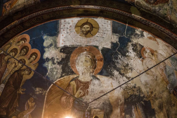 istock Georgia: Ancient fresco in basilica of Ubis Orthodox monastery 1403315126