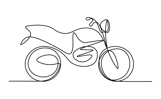 Motorcycle in single continuous line. Retro transport drawn in one line. Outline of motorbike. Motorcycle silhouette minimalistic illustration.