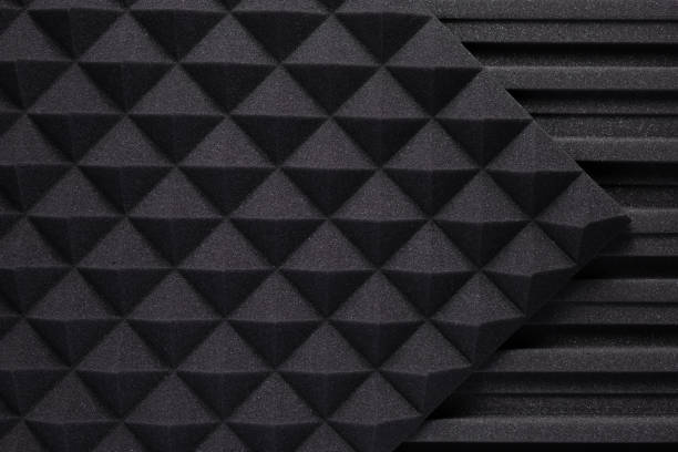 istock Acoustic soundproof foam wall background texture. Sound isolation material in studio 1403317798