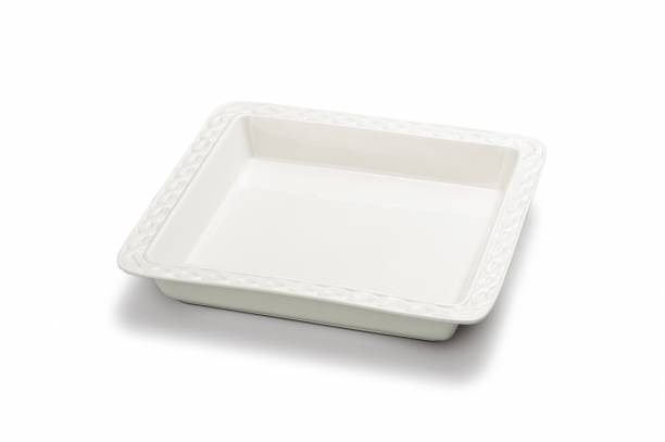 istock Simple white square porcelain serving dish, isolated 1403318671