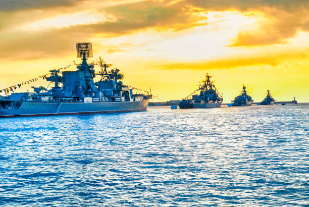 Military navy russian ships stock photo
