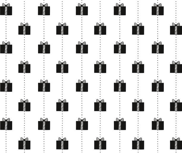 Gift boxes on strings Fun vector pattern of hand drawn gift boxes on strings gift silhouettes stock illustrations