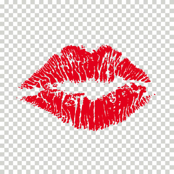 bildbanksillustrationer, clip art samt tecknat material och ikoner med red kiss lipstick print on transparent background - läppstiftskyss illustrationer