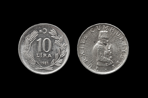 Turkish lira coin, currency of Republic of Türkiye