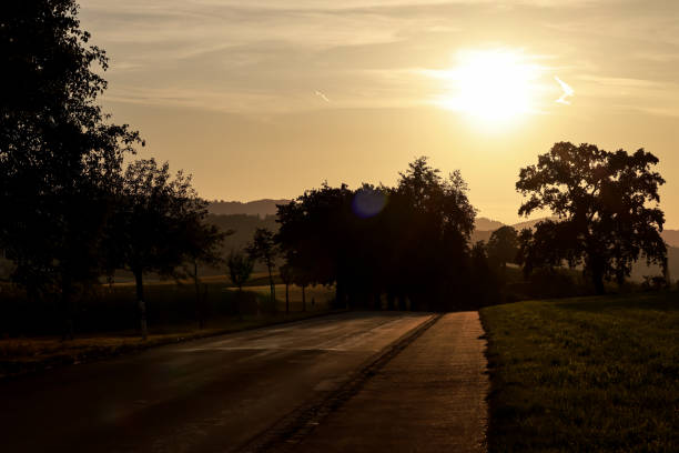 istock Sunset on a country road 1403327893