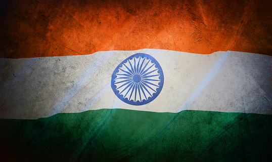 Close-up of grunge India flag