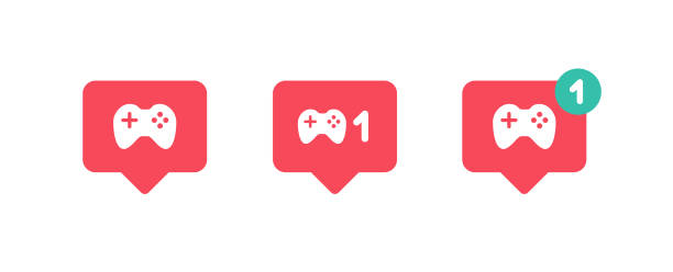 illustrations, cliparts, dessins animés et icônes de icônes de manette de jeu de notification - social networking computer icon symbol icon set