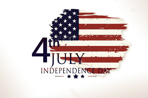 Independence Day - 4th of July Celebration with American Flag on shape. Text \