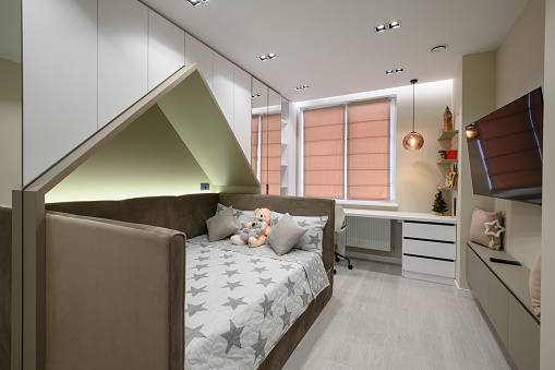 Cozy children bedroom with elegant and modern details