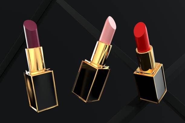 istock Three different tubes of lipstick on black background 3D render 1403333482
