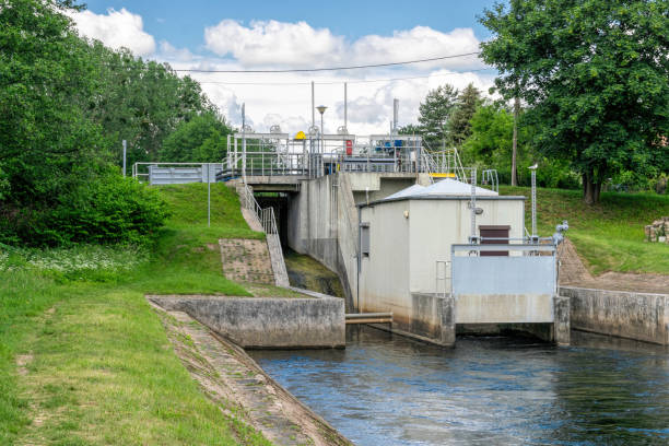 istock Old dam on the river, rural landscape 1403333833