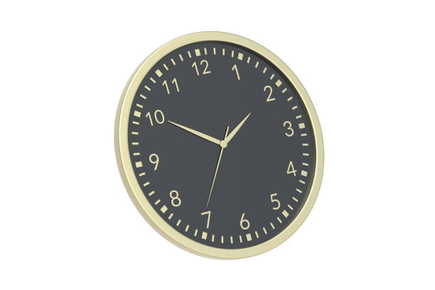 istock Luxury golden wall clock isolated on white background. 3d render 1403336118