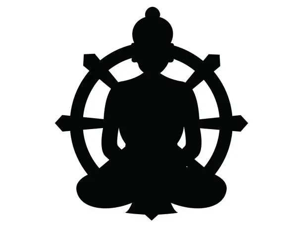 Vector illustration of silhouette of Buddha with Chakra