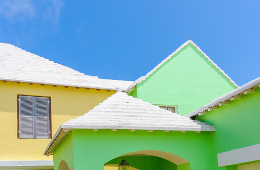 The unique white ridged roofs of Bermuda.  These limestone roofs over a wooden frame are designed to collect rainwater, the island's only fresh water source, and help keep the houses cool as an added benefit.