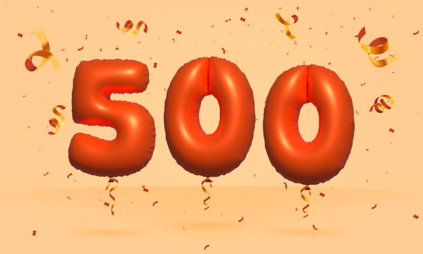 illustrations, cliparts, dessins animés et icônes de ballon orange helium 3d numéro 500 - 500