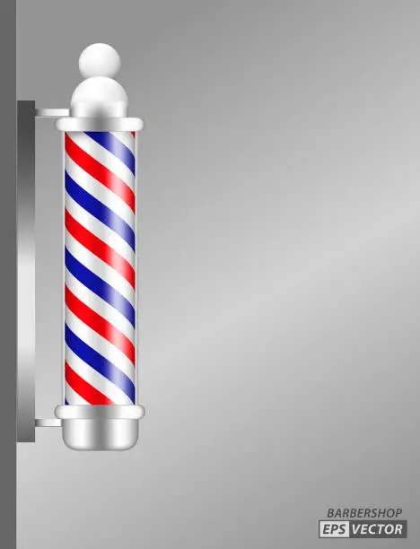 Vector illustration of set of realistic barber shop signboard isolated, or vintage fashioned glass barber shop poles or strip vintage barbershop sign. eps vector