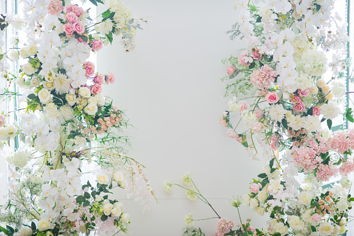 wedding backdrop, wedding flower decoration, rose wall, colorful background, fresh rose, bunch of flower