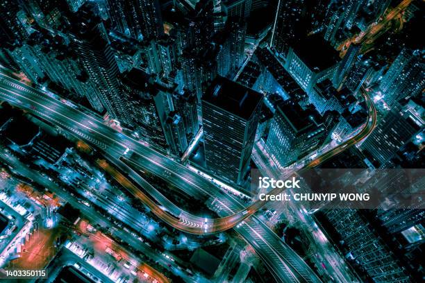 Night View Of Hong Kong Urban Area Stock Photo - Download Image Now - City, Top - Garment, Cityscape