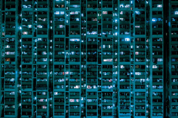 Overcrowded residential building in Hong Kong