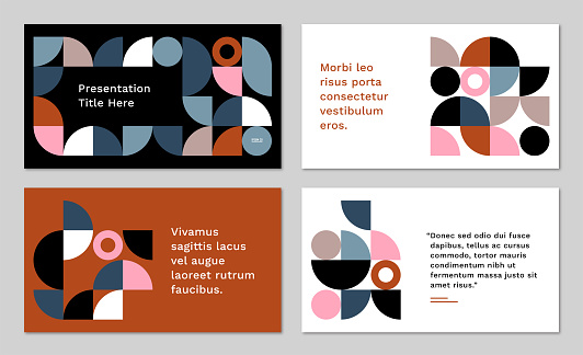 Presentation design layout set with abstract geometric graphics — Oliver System, IpsumCo Series