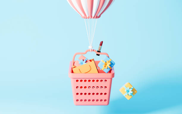 istock Gifts in the shopping basket, 3d rendering. 1403370838