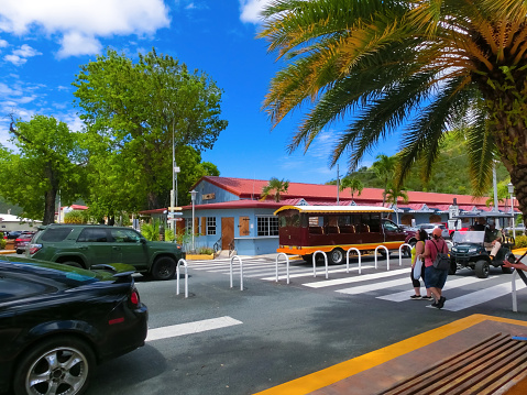 Charlotte Amalie, U.S. Virgin Islands - May 4, 2022: Charlotte Amalie shopping district at port