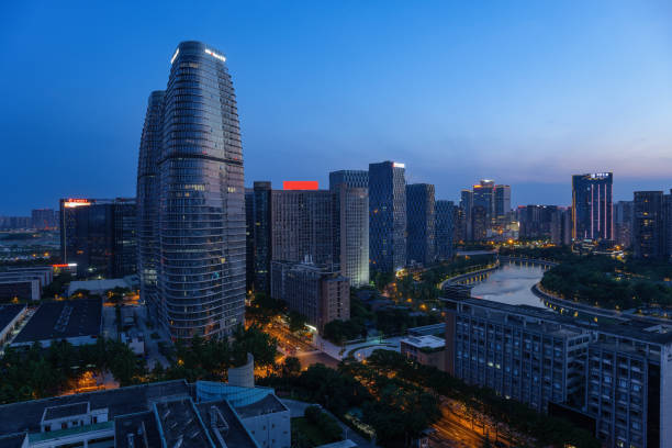 istock Modern city at dusk 1403375725