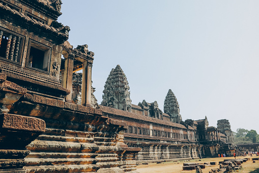 Angkor Wat is a temple complex, one of the biggest religious monuments in the world, in Siem reap, Cambodia. Originally it is a Hindu,but now Buddhist temple. Today it is recognized as UNESCO World Heritage site.