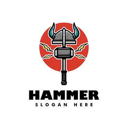 Vector Illustration Hammer Simple Mascot Style.