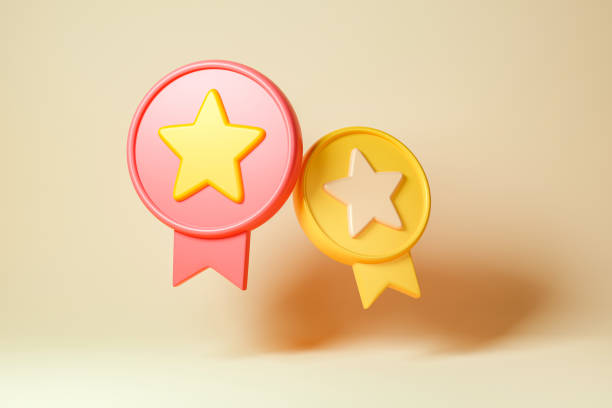 2 Star Rating concept, Isolated icon on background, 3d rendering.